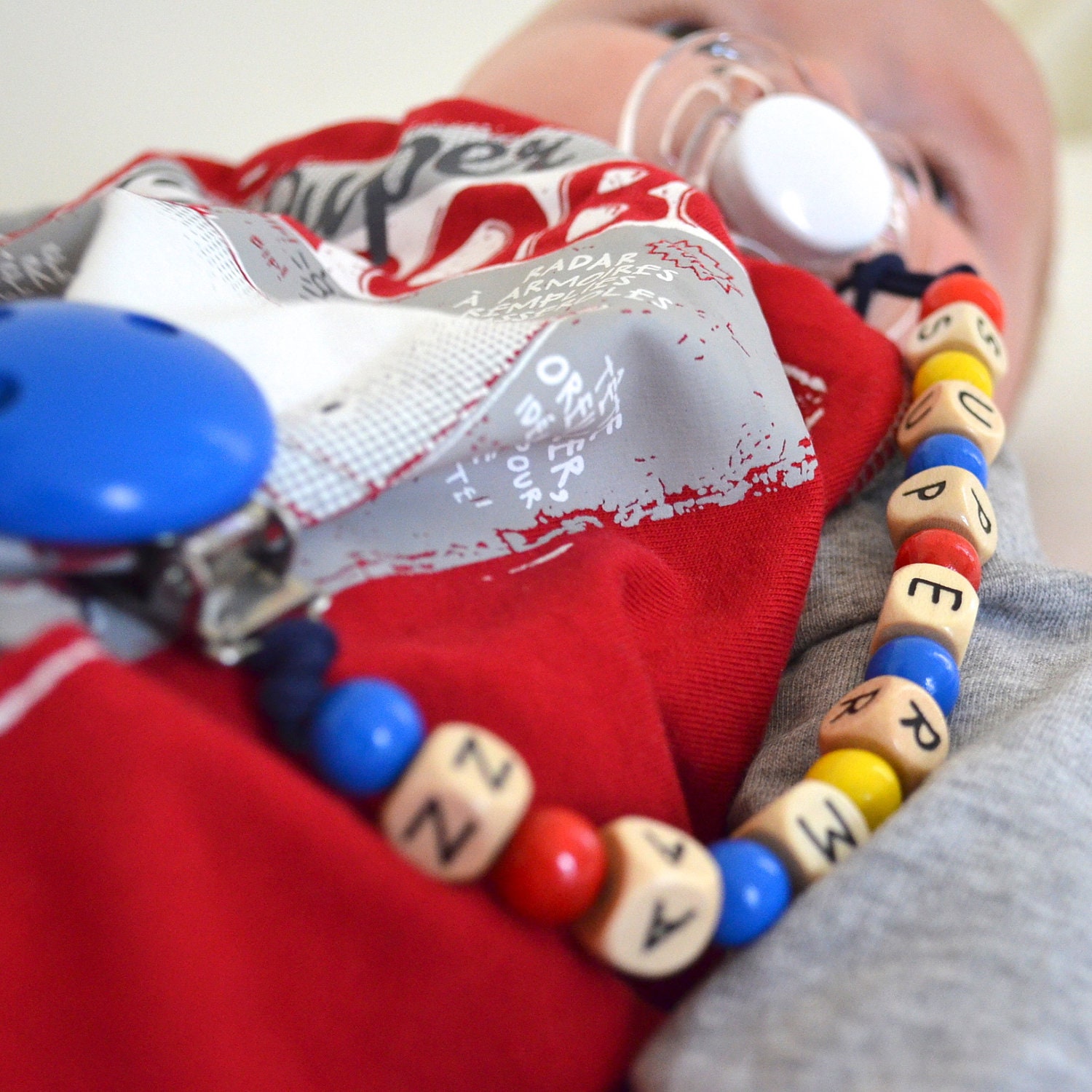 Superman, Pacifier holder, pacifier clip, superhero pacifier holder, superman, boy pacifier clip