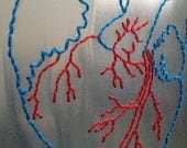 Anatomical Heart Hand-Embroidered on Aluminum