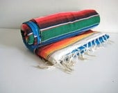 SALE Vintage Mexican Striped Large Blanket