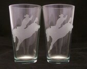 2 Rodeo Bucking Bronco Beer Glasses fathers day gifts, birthday gifts