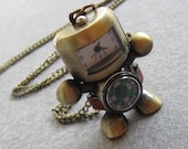 Robot Compass Pocket Watch Necklace- Antique robot necklace, compass necklace, pocket watch necklace -HB003