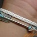 Arrow Bracelet - Sliver Arrow Bracelet, White Leather Braid Bracelet, Inspired by Katniss's Arrow of Hunger Games - J211