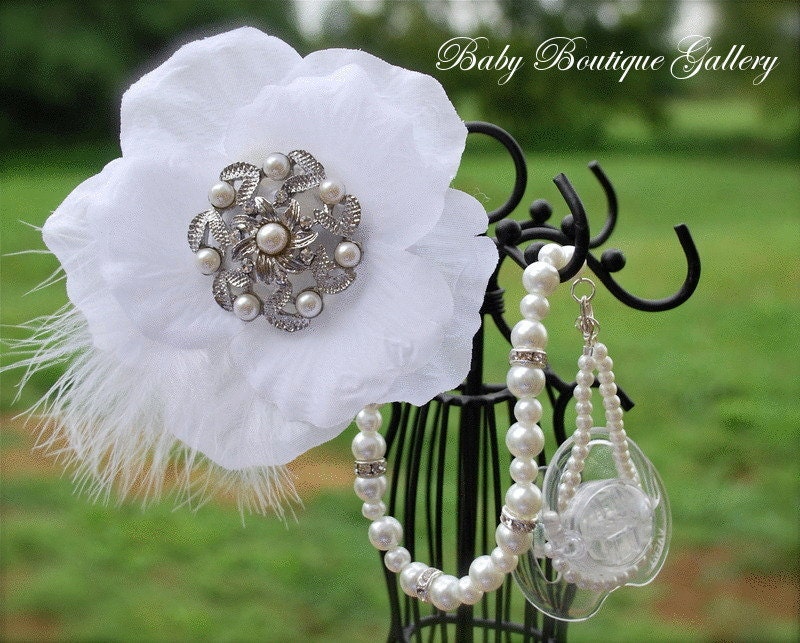 Gorgeous Baby Boutique 4-in-1 Beaded Pacifier Holder - Made with Swarovski Crystals Spacers