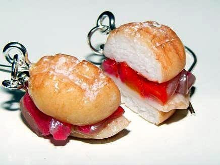 Polymer Clay Sandwich Earrings, Breakfast Sandwich, Polymer Clay Jewelry, Polymer Clay Food Miniature, Kawaii Polymer Clay Charm, Kawaii