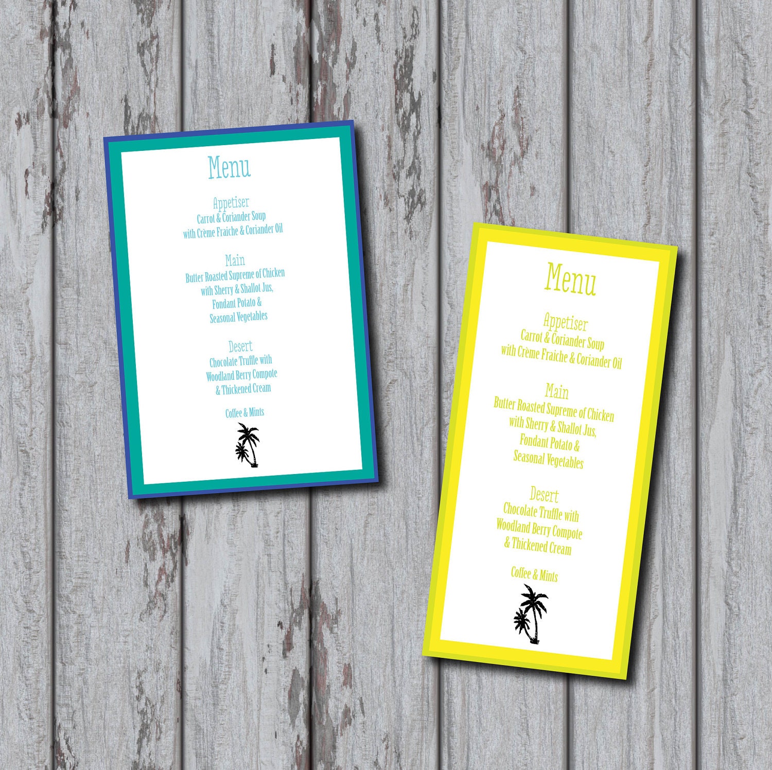 Fun, 1950s retro inspired, Palm Tree, DIY Printable Wedding Menu ANY Colour Choice Il_570xn