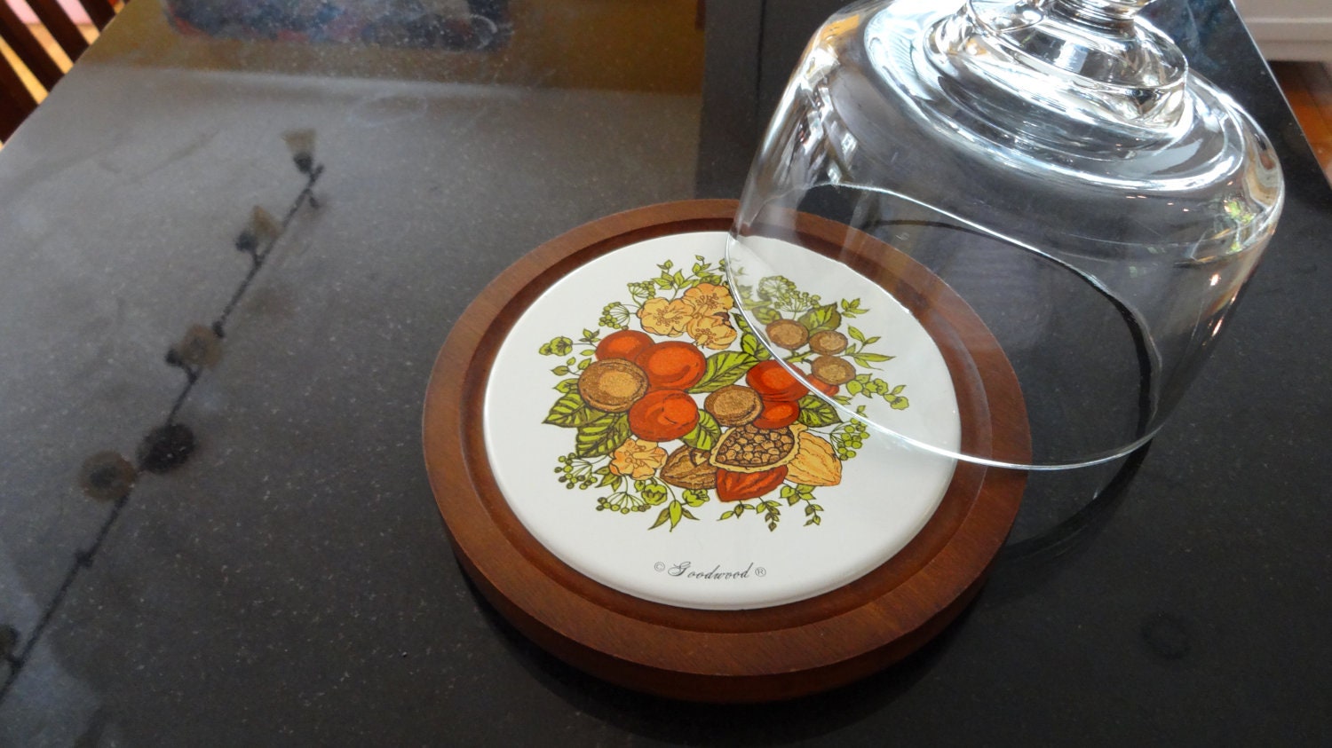 Cool 1970s Goodwood Cheese Plate with Glass Dome Lid