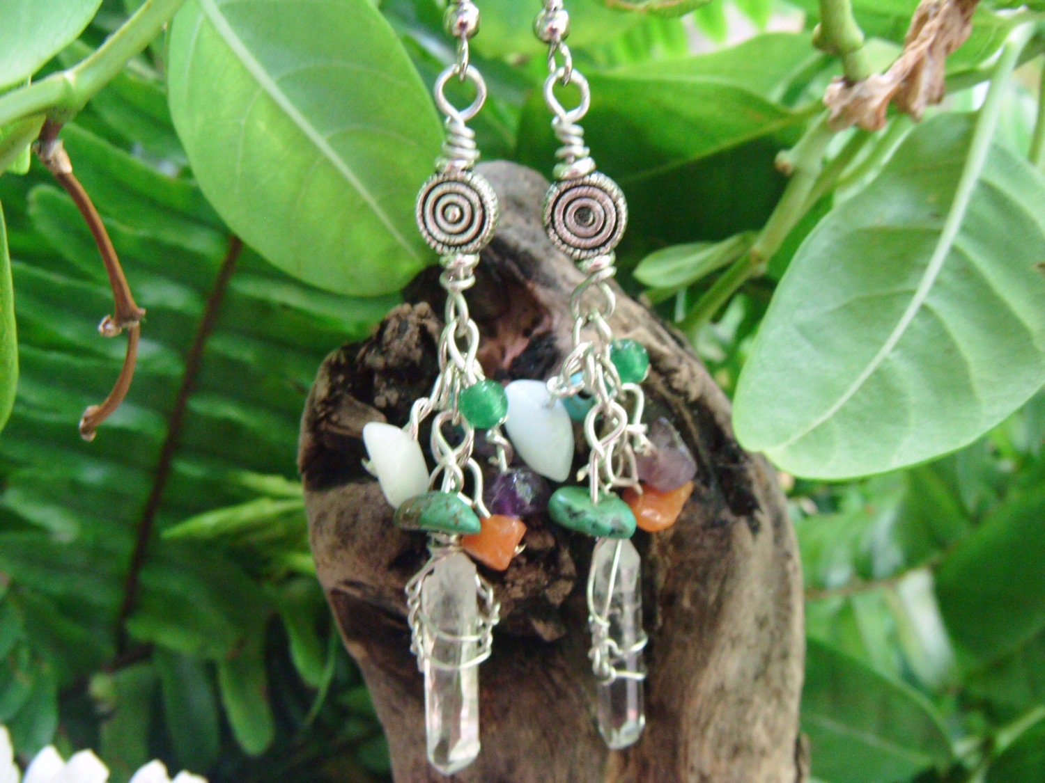 Spirit Dance Chakra Earrings quartz crystals & natural stones