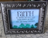 Inspiration Art FAITH Framed Watercolor Mixed Media Original. Martin Luther King Gift OOAK