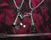 The Eternal Blood Bond Necklace Set - His & Hers self fill vials - Blood Droplet jewelry by Amanda Olivo