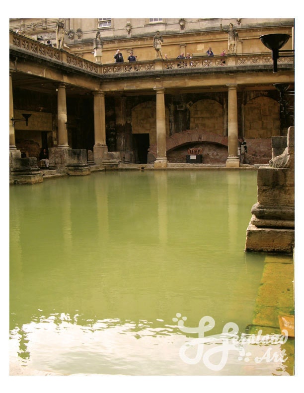 Roman Bath Bath England Water Photography 8x10 Art Print Modern Home Decor Color