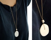 E v a - Feminine long necklace - white porcelain and gold filled - Hanae Collection