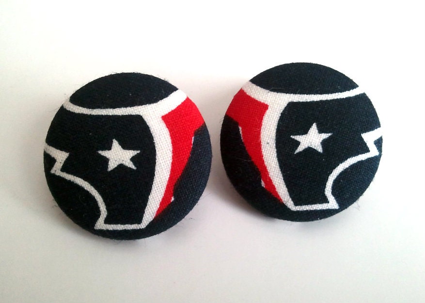 Handmade Houstan Texans symbol large button earrings