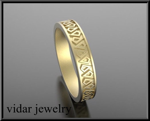 For him - unique design 14k gold Wedding Band.