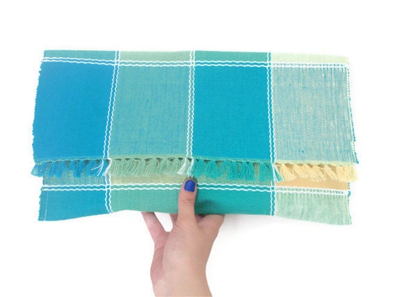 SALE Oversized Clutch - Upcycled Blue Green Yellow Plaid