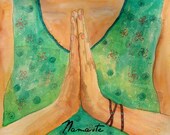 Yoga meditation namaste watercolor art print