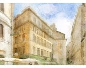 ROME STREET scene  50x70cm 20x27"  digital Watercolor print painting