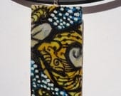 Abstract artwork, hand painted art, OOAK wooden pendant, one of a kind, Yellow blue grey colors,