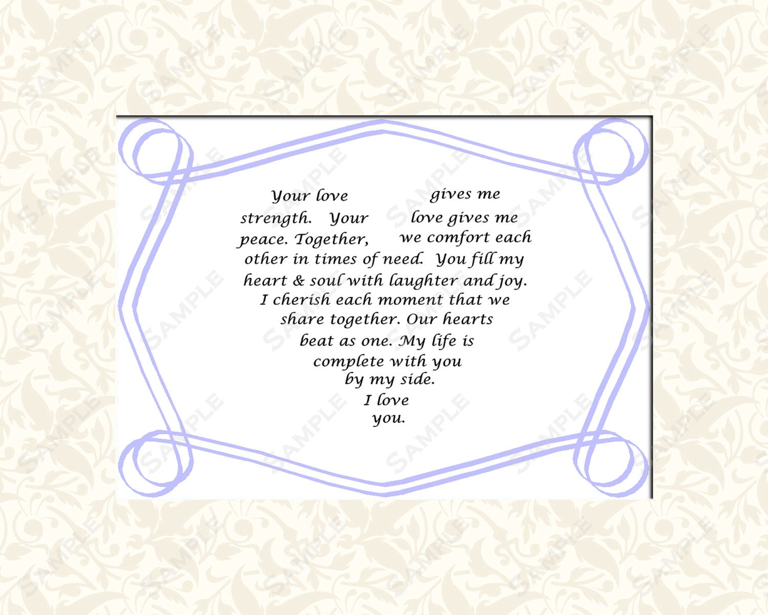 Items similar to Love Poem Bridal Gift with Heart Shaped Poem INSTANT