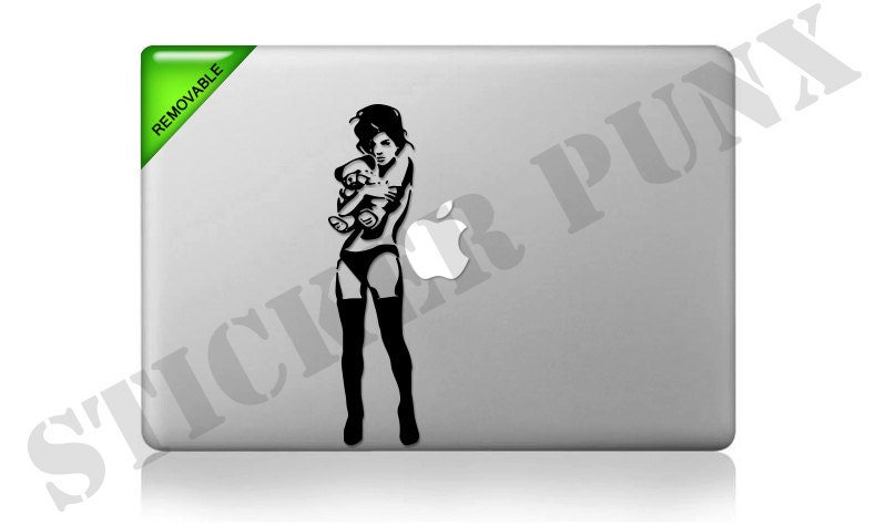 Banksy MacBook Decal - Girl with Teddy Bear 11" 13" 15" 17" Mac Pro Air Retina