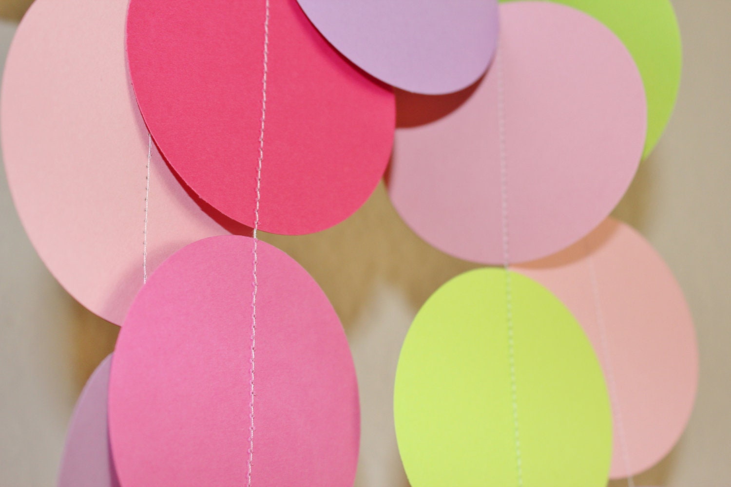 Circle Confetti Garland Party Streamers - 8 feet Available in a Variety of Colors - Birthday, Wedding, Holiday, Backdrop, Neon, Rainbow Il_570xn