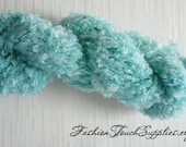Hand Dyed Yarn, Full Skein Boucle Yarn,  90 yards, Aqua Blue,