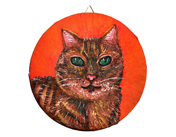 Original Cat Painting, Tabby Cat Art, Cat Portrait, Acrylic Painting, Ready to hang