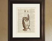 The Letter I - Vintage Sign Language Alphabet - Shabby Chic Dictionary Page Book Art Print - DPSL009