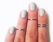 4 Above the Knuckle Rings - chrome silver plated thin shiny bands - set of 4 stack midi rings