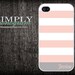 iphone 4 case - iphone 4s case - plastic or silicone rubber - pink grey striped name monogram
