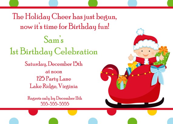 Printable Christmas Baby Birthday Invitation Il_570xn