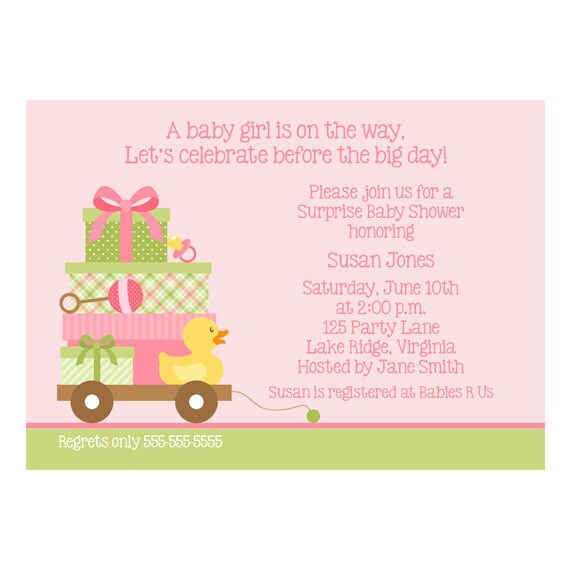 Printable Pink Gifts Baby Shower Invitation Il_570xn