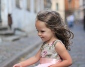 FREE SHIPPINg use coupon code FREESHIP /Flower girl dress pink grey D10 Swarovski linen special occasion christmas ny birthday/hmet