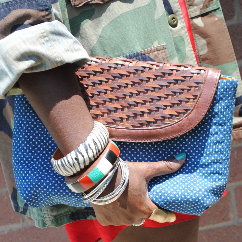 Dotted Denim Clutch Cover