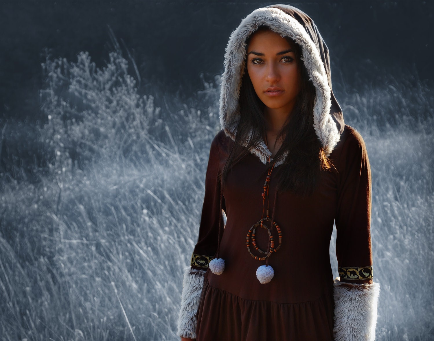 Tribal Autumn Necklace . Pocahontas handmade jewelry, gypsy, aztec, indian style. eco-friendly, natural colors