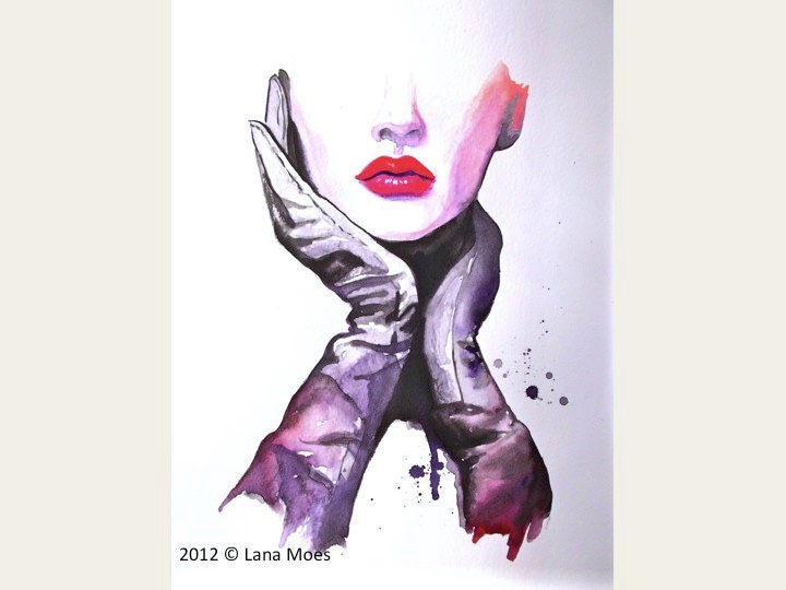 Fine Art Print from Original Fashion Style Illustration Watercolor Painting by Lana