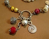 Beautiful Handmade Sterling Silver Necklace with Bali beads, coral, glass and freshwater pearls (bracelet available)