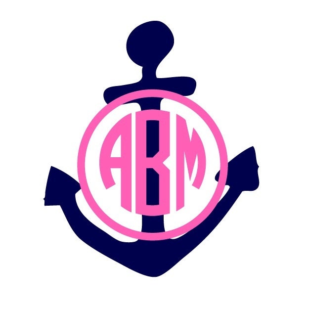 Anchor and Monogram Decal 5" Sticker