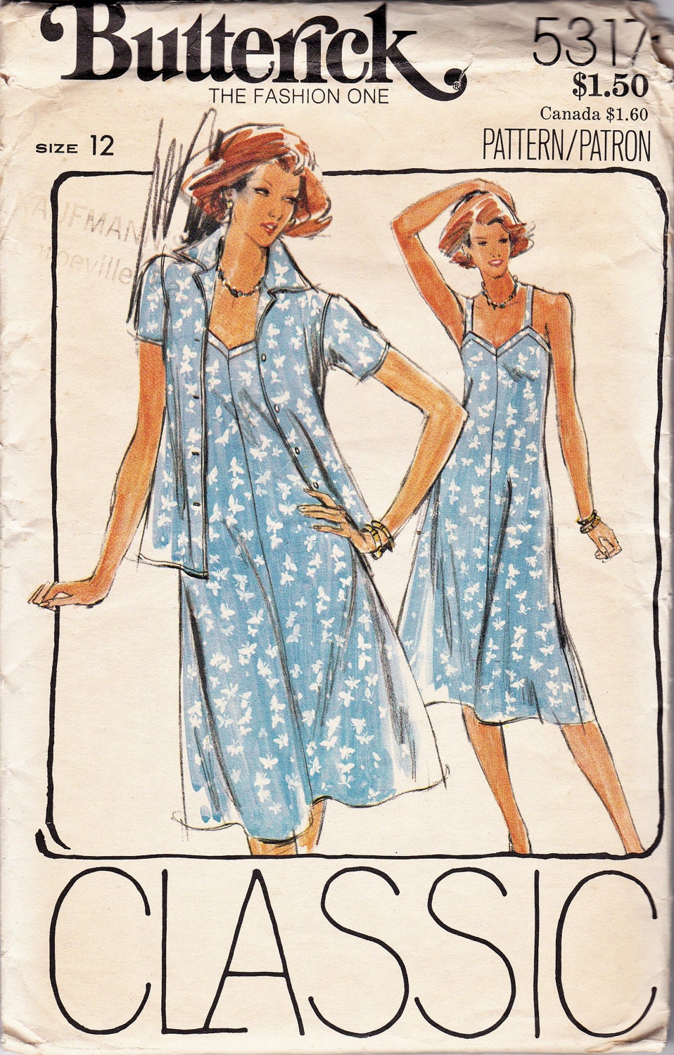 Butterick 5317 Vintage 70s Knit Fabric Dress with Jacket Pattern