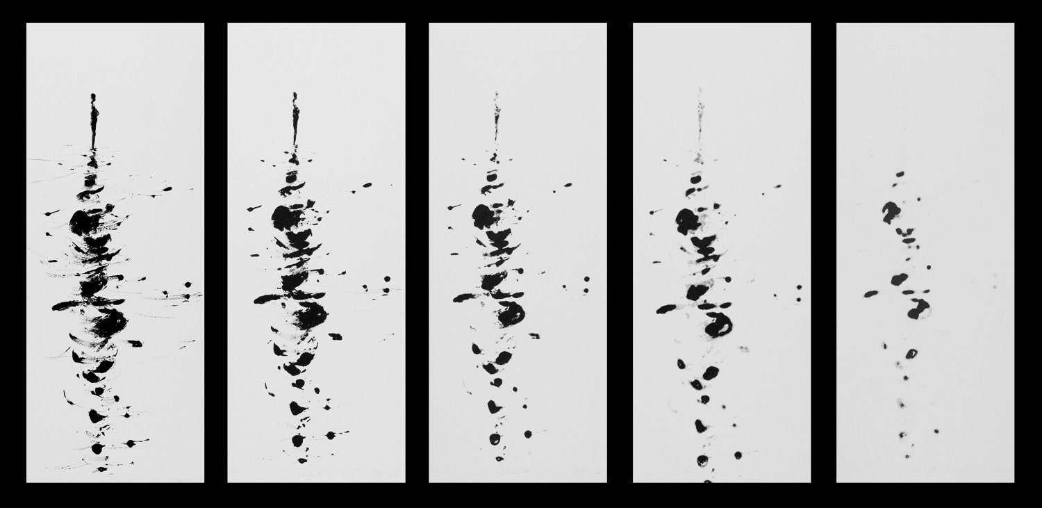 Figure Water Print Monotoype Gothic Dark Shadow Silhouette Fine Art Submerge XI