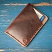 The Minimalist: micro card wallet, hand stitched Horween leather - brown/brown