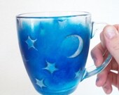 Starry Moon Glass Mug Hand Painted