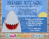 Shark Attack V1 Party Invitation  -  DIY PRINTABLE Digital Invitation