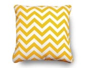 Yellow Chevron Pillow Zigzag print with pillow insert 18X18 inch SALE