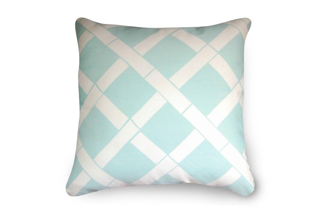 Trellis Pillow Blue Lattice with insert 18X18 inch