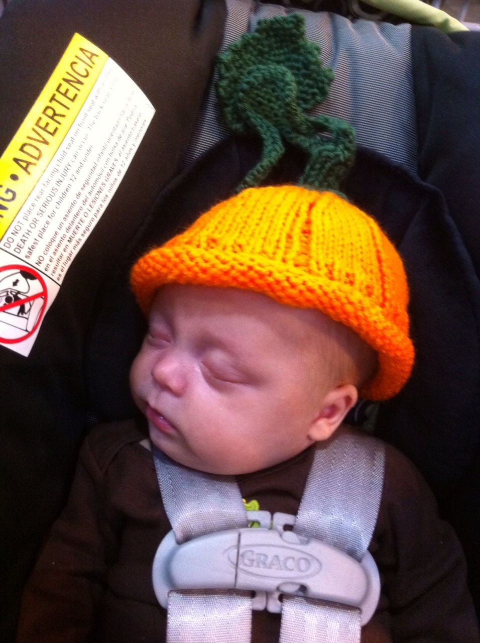 Pumpkin Hat for Baby - Adorable Knitted Pumpkin Hat Handmade for a Newborn or Baby 3 to 6 Months, or Pet