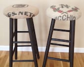 Recycled Coffee Bean Sack Bar Stool Set (2)