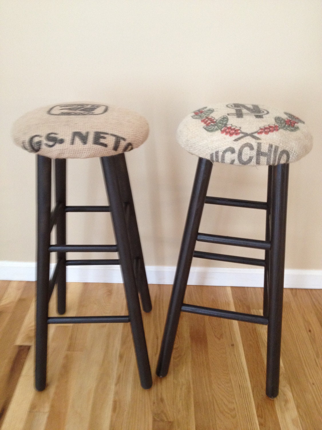 Recycled Coffee Bean Sack Bar Stool Set (2)