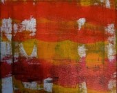 SALE abstract acrylic original painting on canvas // red, pink, gold // 12" x 12"