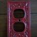 Decorative Electrical Outlet Plate /Red Plug-in Cover/ Fleur de lis/ Bright Cast Iron/ Shabby Chic/Nursery Decor