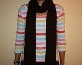 Hand knit dark brown knit scarf